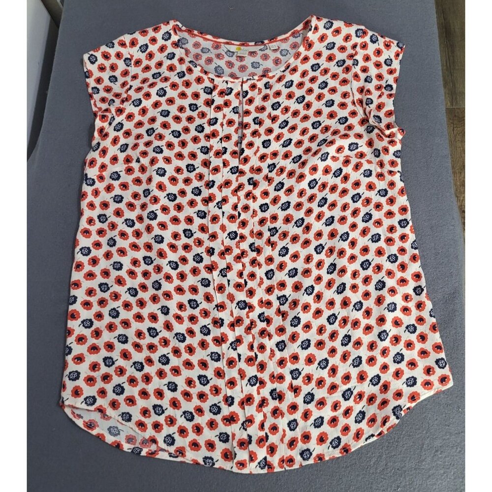 Boden Women's Pleat Front Keyhole Floral Print Blouse SZ 6 Viscose - Picture 3 of 7